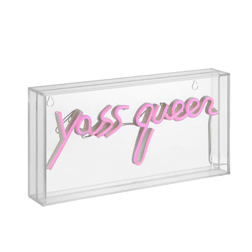Yass Queen 11.8" Contemporary Glam Acrylic Box USB Operated LED Neon Light - JONATHAN Y